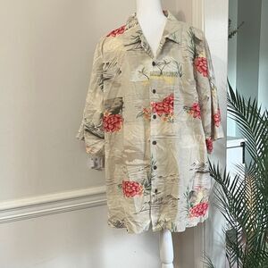 NWOT Bungalow Brand Hawaiian Button-Up Shirt Size XXL 2X 100% cotton